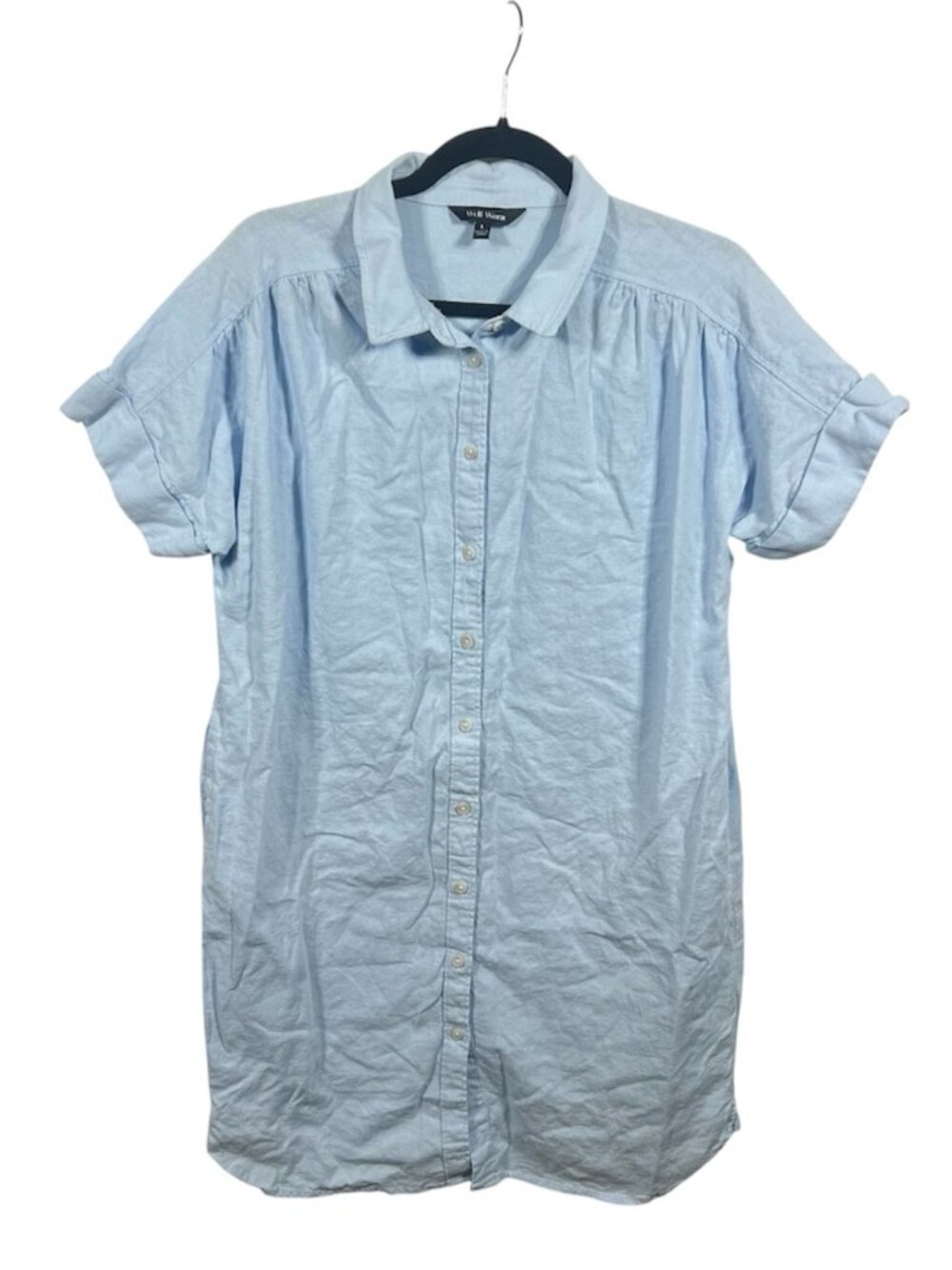 Well Worn Dress Womens Linen Button Front Large Short Sleeve Coastal Lagenlook